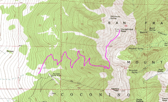 Topo Map with Humphreys Trail