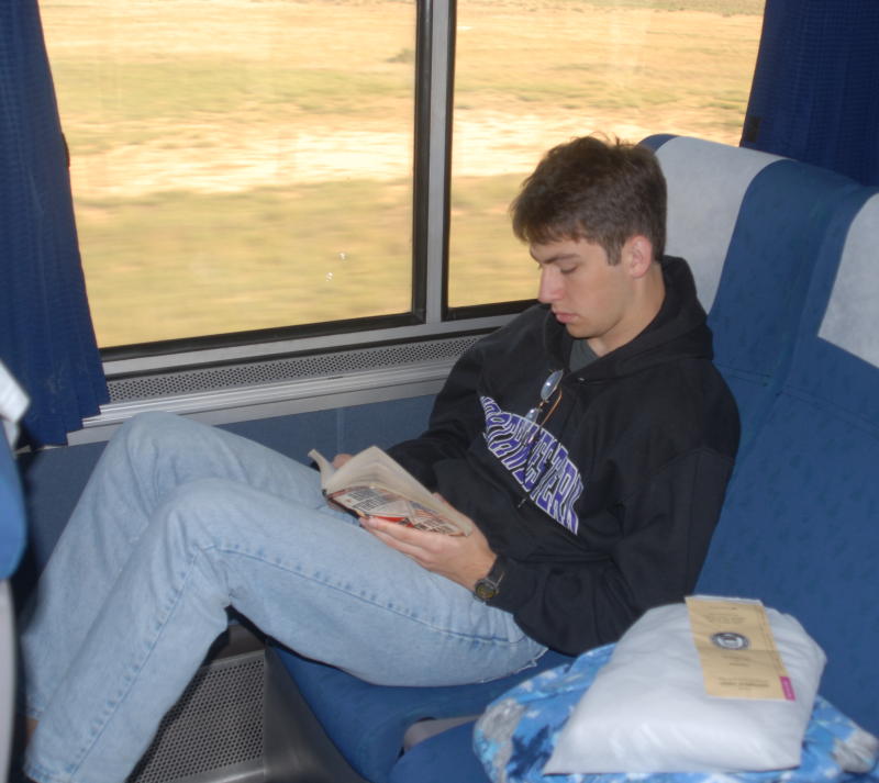 Nathan Lounging on the Train