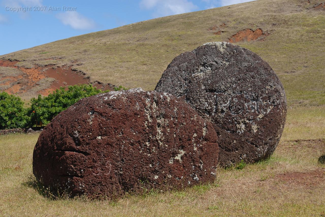 Slide_013.jpg - Pukao were Generally Carved from Reddish Volcanic Scoria, or Compacted Ash with a high Iron Content