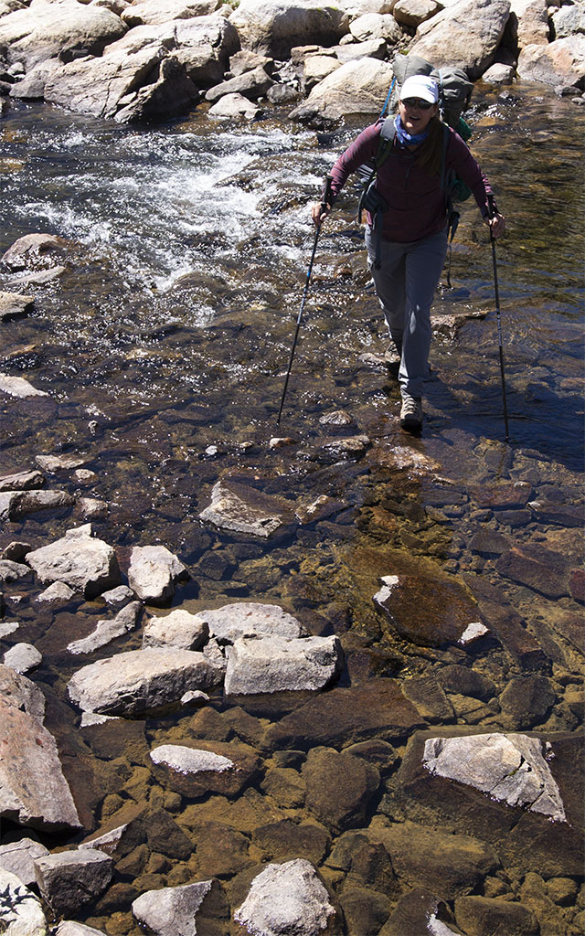 Crossing Sky Top Creek at the Outlet of Lone Elk Lake