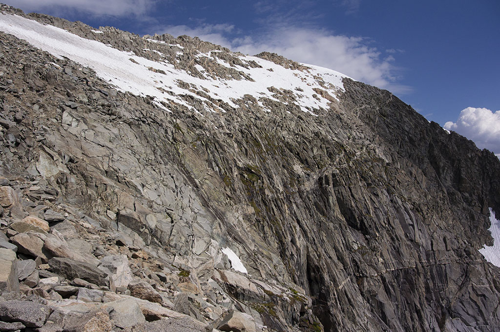 Looking up along the Summit Ridge