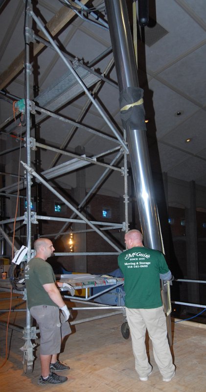 DSC_6235.JPG - Hoisted vertical, ready to move the tower in place to locate the pipe.