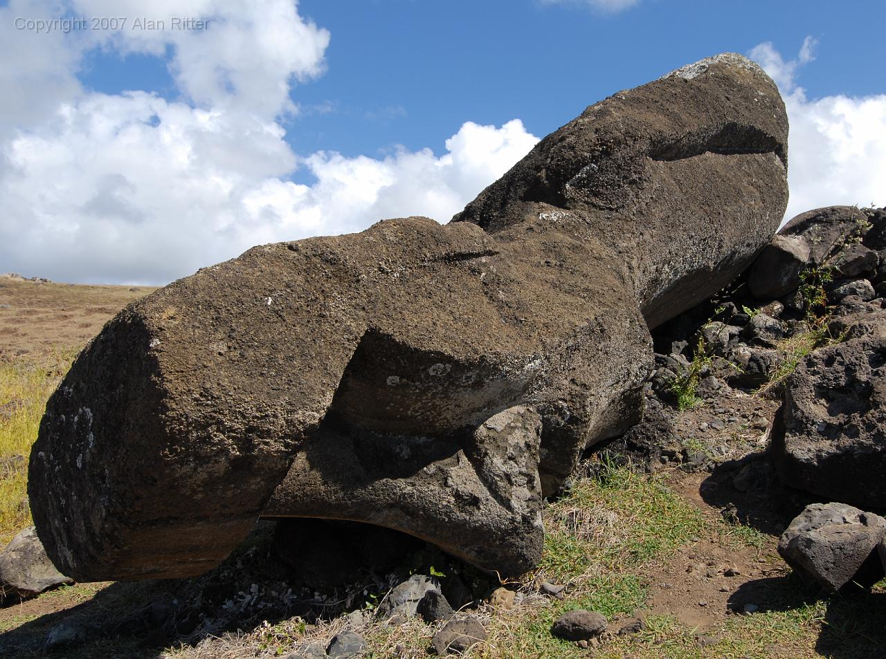 Slide_084.jpg - Toppled Moai at Ahu Akahanga